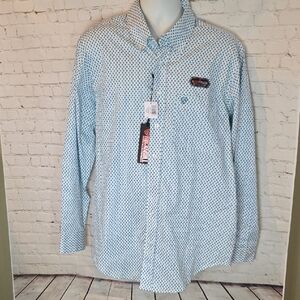 Rock & Roll Denim Men’s Classic Fit Reflex Stretch Geometric Diamond Shirt S Med